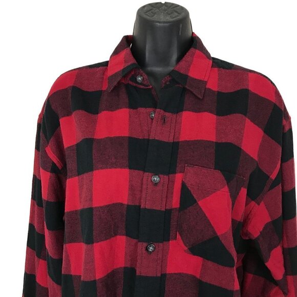 NWOT Aritzia TNA Banff Red Buffalo Plaid Cropped Button Down Shirt Size 1 - Picture 3 of 8
